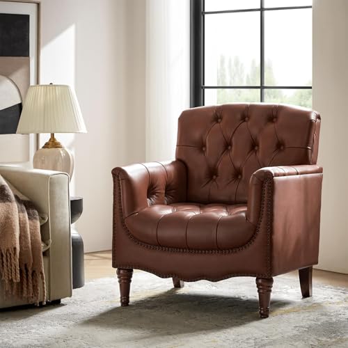 HULALA HOME Mid Century Modern Genuine Leather...