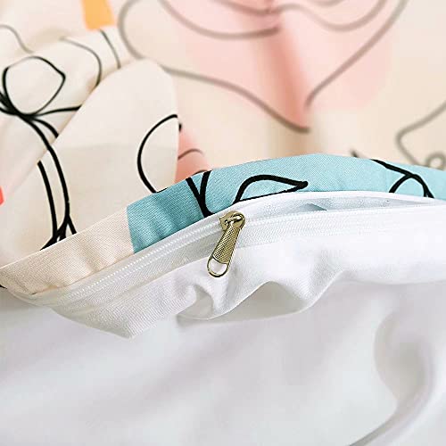 Tuupamz Abstract Art Duvet Cover Set Colorful Beautiful Girl Pattern Kids Bedding Sets Twin Comforter Cover Withe Zipper Closure Ties ,No Comforter #TOP4