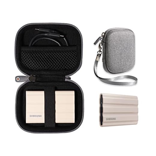 Getgear Capa SSD portátil compatível com Samsung T7 Shield 1TB, 2TB, 4TB SSD portátil, organizador para SSD e cabo (Tweed)