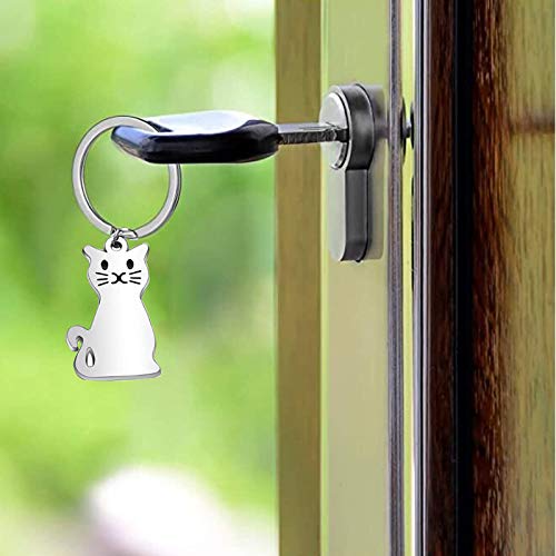 Muamax Cat Keychains For Women Cute Cat Key Chain Charm Silver Cat Keychain Kitty Keychain Cat Keychain For Key Metal Keyring Backpack Cat Charm #TOP2