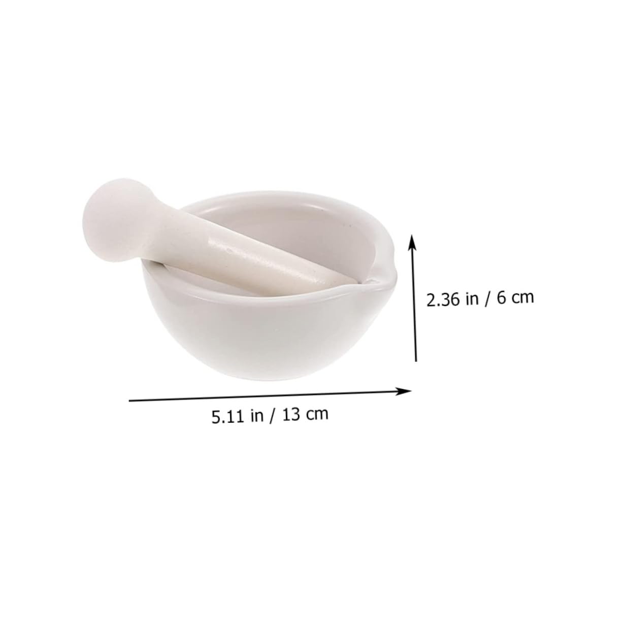 Porcelain Garlic Grinder Mortar and Pestle Set 13cm Diameter Ceramic Spice Bowl with Pestle and 3 Spoons for Kitchen Crushing