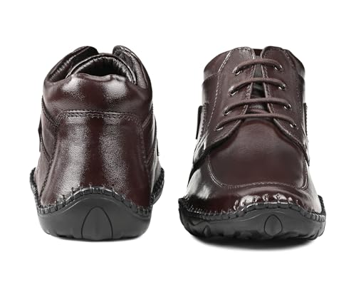 Image of LOUIS STITCH Genuine Leather Formal Shoes for Men | Ultra Lightweight and Flexible Rubber Sole Men's Lace Up Formal Shoes | Mid-Ankle Derby Shoes for Men | LSAXCK- |