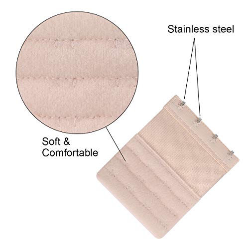 Akstore 6 Pieces Women's Soft Comfortable Elastic Bra Extenders Bra Extension Strap 4 Hook 3 Row Lady's Bra Extender Bra Band3