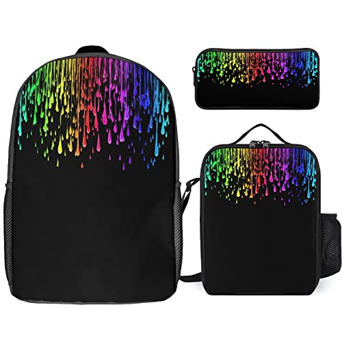 FJAUOQ Lot de 3 sacs à dos fluorescents phosphorescents - Grande capacité, Brille dans le noir éclaboussure Néon-1, Taille unique, Sacs à dos