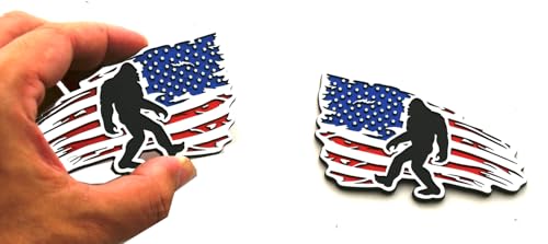 Emblemas de bandera americana Sasquatch azul cromado pegatinas 3D coche y moto 5