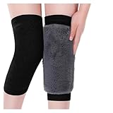 XYHTPP Winter Warm Knee Pads to Protect Against Cold Legs Velvet Sports Leg Guards(Black,XXL)