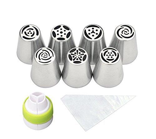 TANGCHU Russia Icing Piping Nozzles Pastry Tips Cake Sugarcraft Decorating Tool Set Of 7 Pieces