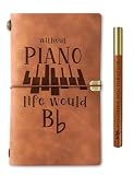 InnoBeta Piano Teacher Gift, Leather Journal Notebook with Pen 7x5 Inchesm, Gifts for Piano Teacher for Teacher Appreciation Day, Christmas, End of Term - Without