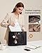 LOVEVOOK Work Tote Bag for Women, Leather Tote Laptop Bag Gift for Women with Computer Compartment, Computer Bag with Zipper, Fashion Handbag with Detachable Accessory, 15.6 Inch Taupe