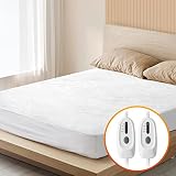 Electric Heated Mattress Pad Queen Size (80" L x 60" W) - Dual Controllers, 100% Polyester Skin-Frie