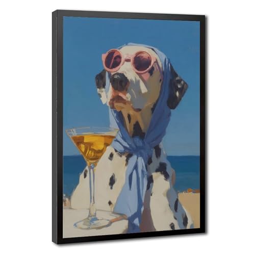 Modern Dalmatian Dog Wall Art - Summer Beach Canvas Print