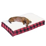 Snoozer Rectangle Pillow Pet Bed, Cream with Fur, X-Large, Sage PLD