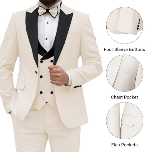 3 Piece Mens Suits,Slim Fit Suits Set for Men,Double Breasted Suit for Weddings and Parties3