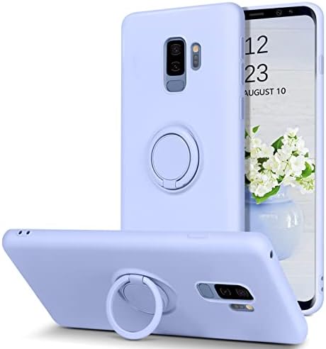 KANGYA Samsung Galaxy S9 Plus Case, Slim Silicone | Kickstand with 360° Ring Holder | Support Car Mount Samsung Galaxy S9+ Plus 6.2" Phone Case Cover for Girls Women, Purple