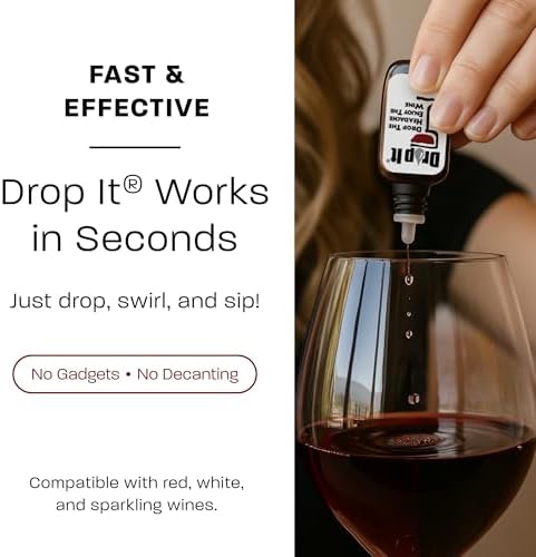 Drop It Wine Drops 2pk - The Original Sulfite and Tannin Reducer - Naturally Eliminate Sensitivities, Allergies, and Histamines - Portable Wine Wand Alternative - Easy To Use - Treat Up To 55 Glasses - 2