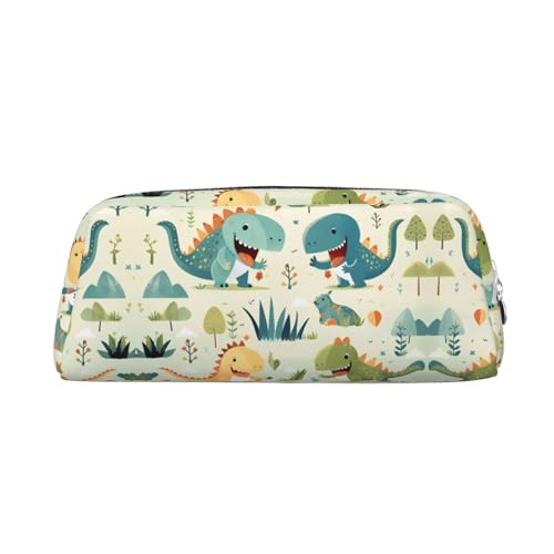 guangyao Cute little baby dinosaur Leather Zipper Pencil Case – Portable Storage Bag, Waterproof Large Capacity Office Stationery Bag