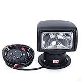 LED Searchlight LED Remote Control Searchlight,100W 12V Rotating Control Work Light Wireless Spotlight for SUV Off-Road Trucks Car Marine Boat Home Security Farm Protection Emergency Lighting (Black)