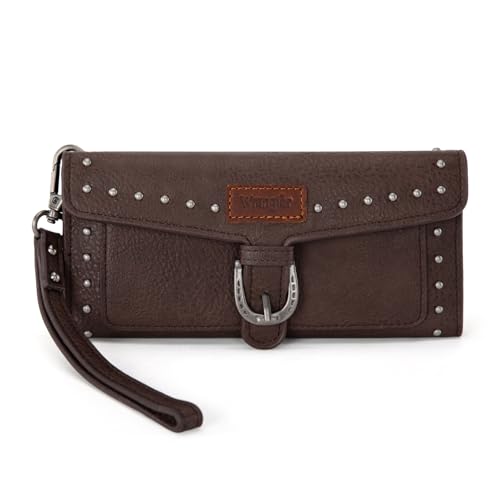 X Wrangler Womens Western Wristlet Wallet RFID Card Cases & Money Organizers for Ladies Female Large Capacity Clutch Wallet with Detachable Bifold Credit Card Holder and Wrist Strap WG195-W055CF