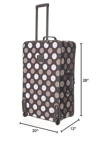 Rockland Fashion Softside 4 Piece Luggage Set, Expandable, (14" Tote/19"/24"/28"), Black Dot