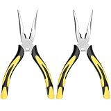 ZUZUAN Premium Long Needle Nose Pliers-6’’, Paper Clamp Precision, High Carbon Steel, Soft Grip with Wire Cutter, Long Nose Cutting Pliers for Home, Fishing, Jewelry, Crafts,2pcs