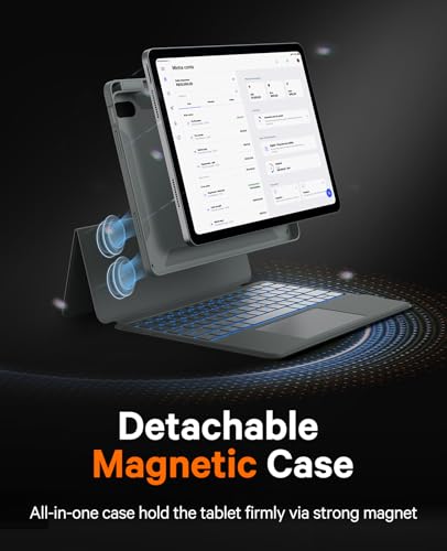 Image of CHESONA Rugged Keyboard Case for iPad 11th(A16,2025) /10th(2022) Generation | Smart Trackpad, 15-180 Adjustable Stand with Pencil Holder, 7-Color Backlit Keyboard, Grey