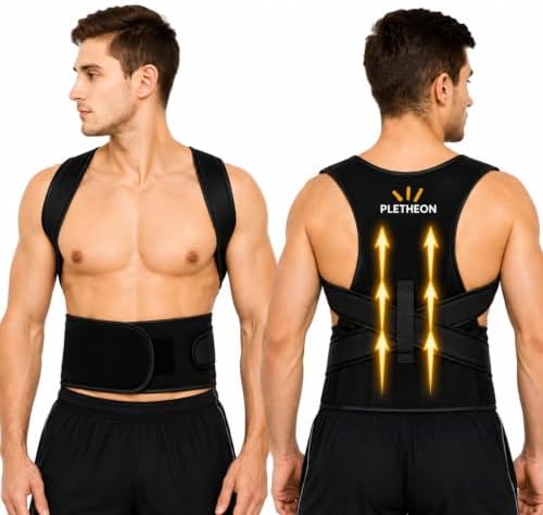 PLETHEON Posture Corrector Belt fit 30 to 44": Tummy (Black)