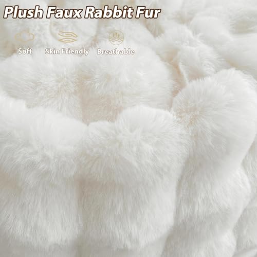 LIFEREVO Fluffy Faux Rabbit Fur Bean Bag Cover (No Filler), Big Luxury Fuzzy Stuffed Animal Storage Bubble Large Bean Bag Chair Home Decor, Comfy Shaggy Furry Beanbag Cover Kids Girls Adults, Beige - Image 6