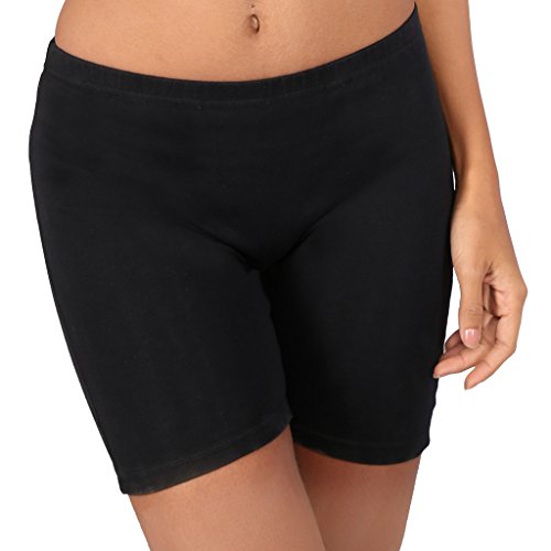 Image of Bralux Cycling Shorts for Women, Girls with Cotton Spandex Set of 3 - Multi Colour Rib Shorts