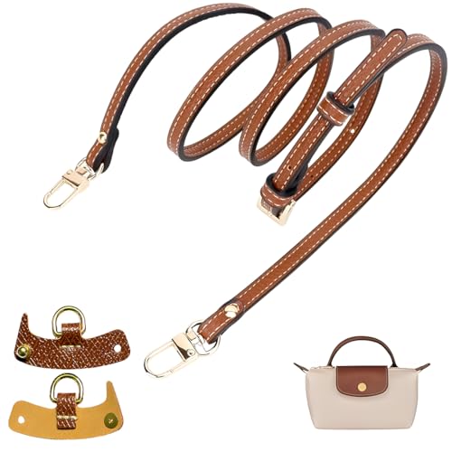 NJCXOLA Ajustable de Piel auténtica para Bolso de Hombro, Correa de Repuesto, Accesorios de Bolsa de Repuesto, Color marrón（Correa de hombro de PU de 0,9 cm + 2 hebillas de cuero）