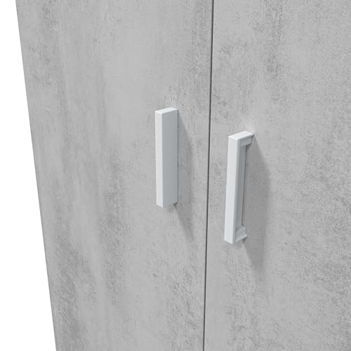 Miniatura 8 de Habitdesign Armario Multiusos 2 Puertas 3 Estantes, 182x80x37 Altoxanchoxfondo - En Cm , Armario Escobero Color Blanco Artik Y Cemento