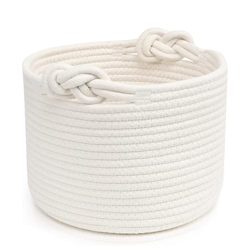 Petit panier de rangement tissé, tressé avec poignées, panier pour chambre d'enfant en coton, panier à jouets, panier cadeau pour chambre à coucher, salle de bain, organisation des vêtements, 24x18 cm