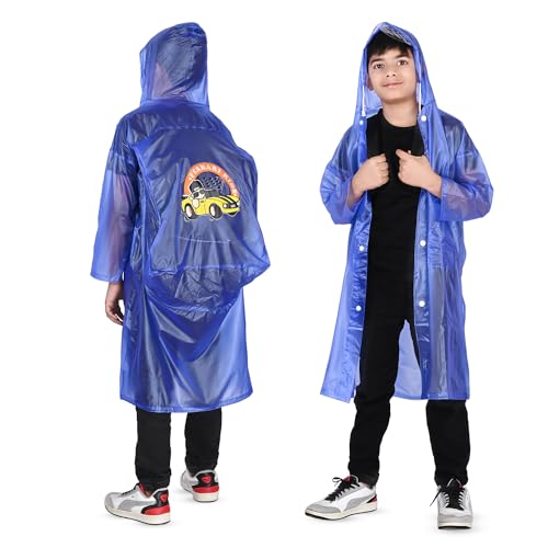 Image of HACER Ferrari Raincoat for 13 to 14 Years Old Kids Waterproof Full Length Hood & Pockets Boys and Girls Rainwear Carry Bag Included- (Random Color, Size- 42, 1 Pc)