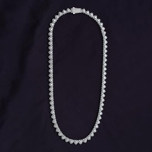 Tennis Heart Link Chain Necklace for Women, Lab Created Moissanite Diamond in 18K Gold Over Sterling Silver, Jewelry Gifts for Her (17" & 20" Length, 35 or 40 Grams)4