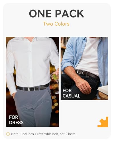 Image of CHAOREN Reversible Belt Men 1 Piece - 1.25 inch Leather Dress Belt - Trim to Fit for Elegant Style