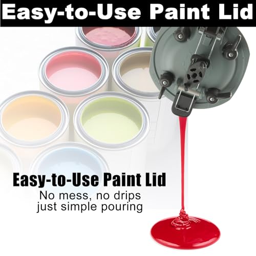 EATHEATY Paint Can Pour Spout - 4L/1 Gallon Size - Mixing Mate Paint Lid with Leak-Proof Seal - Pistol-Grip Handle Universal Paints Shaker for Stirring, Storing and Pouring