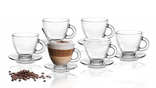 Sendez 12tlg Set 6 Espresso Gläser mit 6 Unterteller Espressotassen Tasse Espressoglas