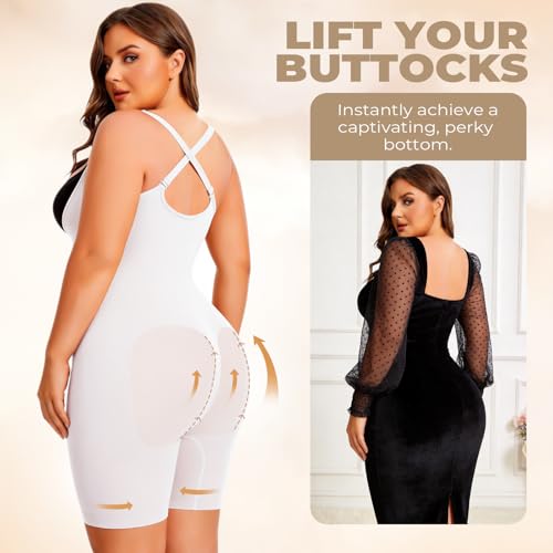 Image of NaTen Plus Size Open Bust Shapewear Tummy Control Bodysuits for Women Seamless High Waisted Body Shaper Under Dress
