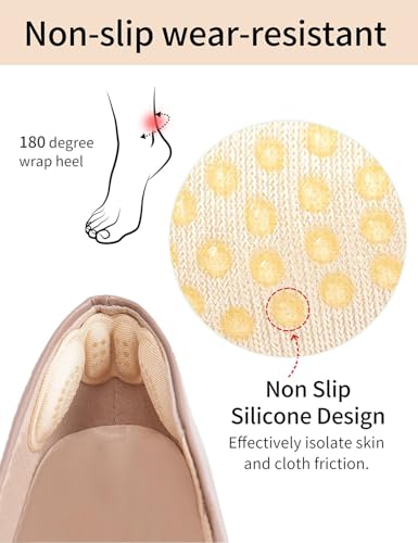 Image of 4 Pairs Heel Pads for Shoes, That are Too Big Heel Grips for Women Men,Heel Inserts for Shoes Anti-Wear Pads for High Heels,Heel Cushion Inserts Prevent Slipping, Rubbing, Blisters, Heels Pain