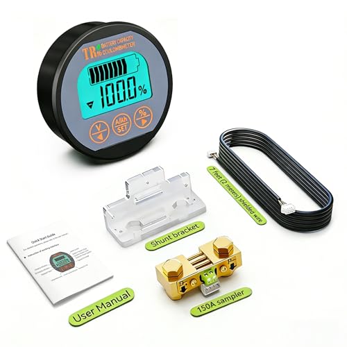 AILI Battery Monitor with Shunt, 8-120V 0-100A Voltage Current Meter, State of Charge Display up to...