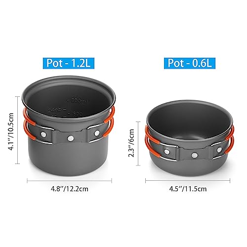 Odoland Camping Cookware Set With Stove for 1-2 People - Portable Campfire Stainless Steel Cook Gear Traveling Cooking Equipment Utensils Outdoor Cooking Kit for Trekking Hiking Picnic - Image 4