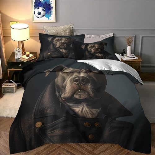 Parure de lit pitbull imprimé 3D avec housse de couette confortable en microfibre