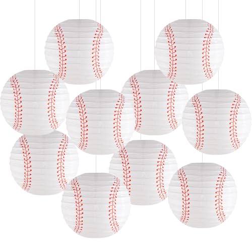 YUNXUAN Baseball Party Decorations White Hanging Paper Lanterns Pack of 10