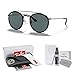 Ray-Ban RB3647N Double Bridge 002/R5 51mm (M) Black/Crystal Lens Grey Round Sunglasses for Men for Women +Bundle with Accessory Eyewear Kit