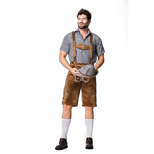 Générique Déguisement Bavarois Homme, Costume Bavarois Homme Short Tyrolien, Tenue Bavaroise Hommes, Ensemble de Vêtements Bavaroise pour Fête de la...