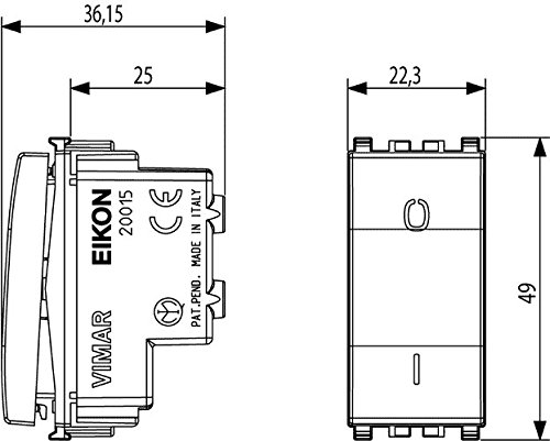 Vimar Interruttore 2P 16Ax, Grigio
