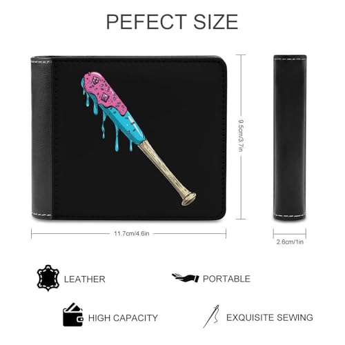 Baseball Bat with Sprinkles Drip Fasion Bifold Wallets for Men Slim Credit Card Holder Wallet Front Pocket2