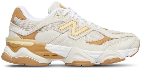 New Balance 9060 Big Kids Shoes (Sea Salt Tan Yellow, 6)
