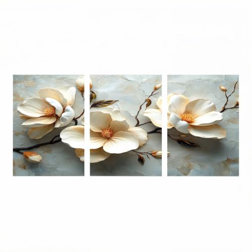 Kit Broderie Point de Croix Peinture Diamant Fleur 3 Pack | Loisirs Créatifs Adultes 40x60cm