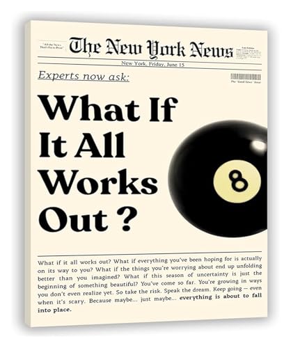 Inspirational Quotes Canvas Wall Art What If It All Works Out Newspaper Aesthetic Positive Affirmations Teamwork Wall Decor Livi