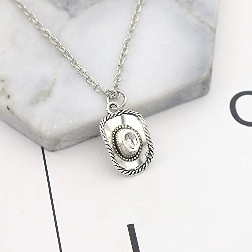 925 Sterling Silver Plated Cowboy Hat 3D Cap Charm Pendant Necklace3